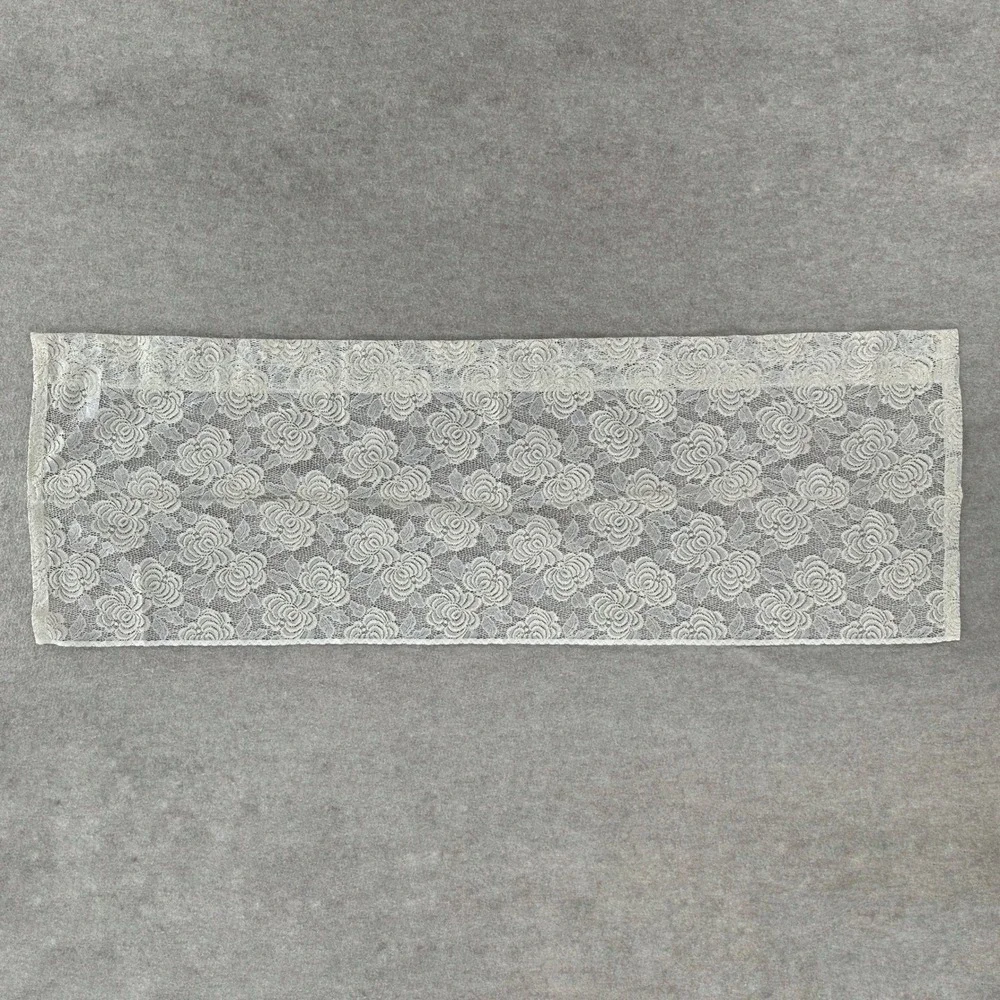 VTG JCPenny Floral Rose Lace Curtain Valance Panel Metallic Gold Accents 56X18